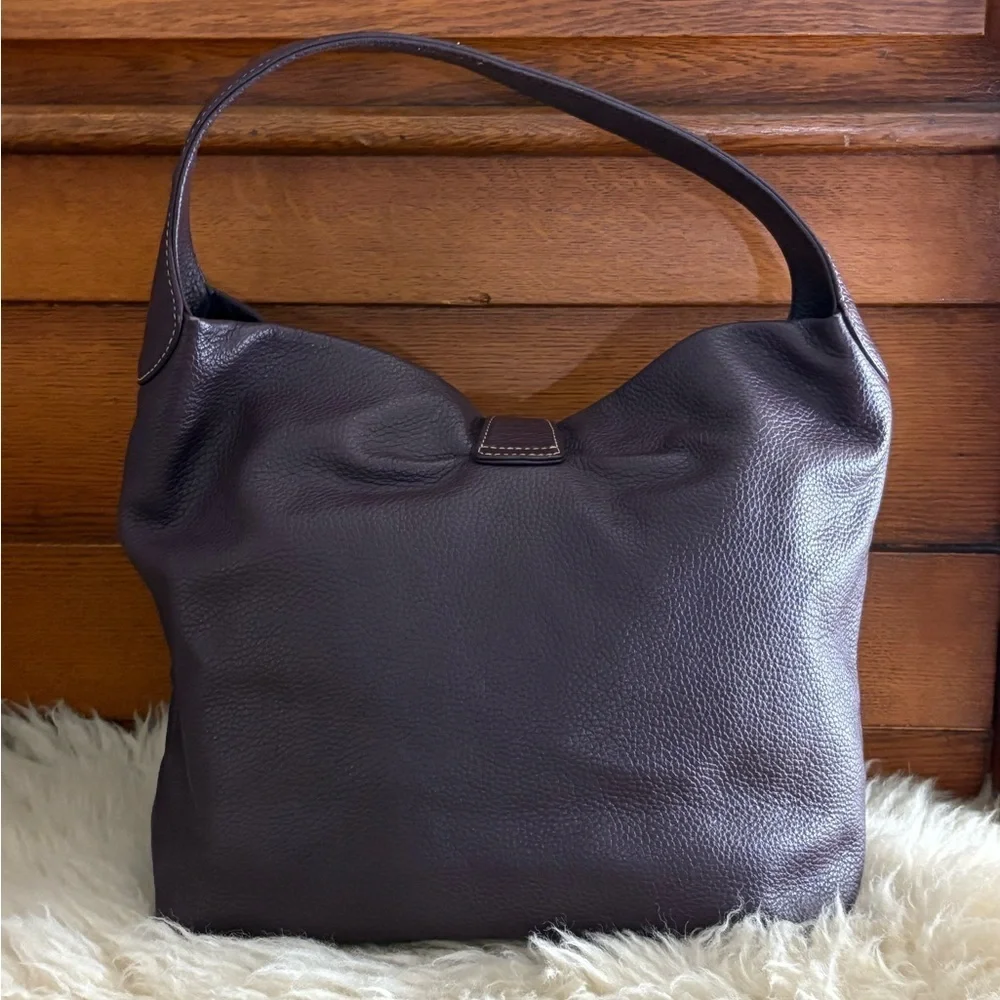 Dooney & Bourke Burgundy Pebble Leather Logo Lock Large Hobo Bag with COA